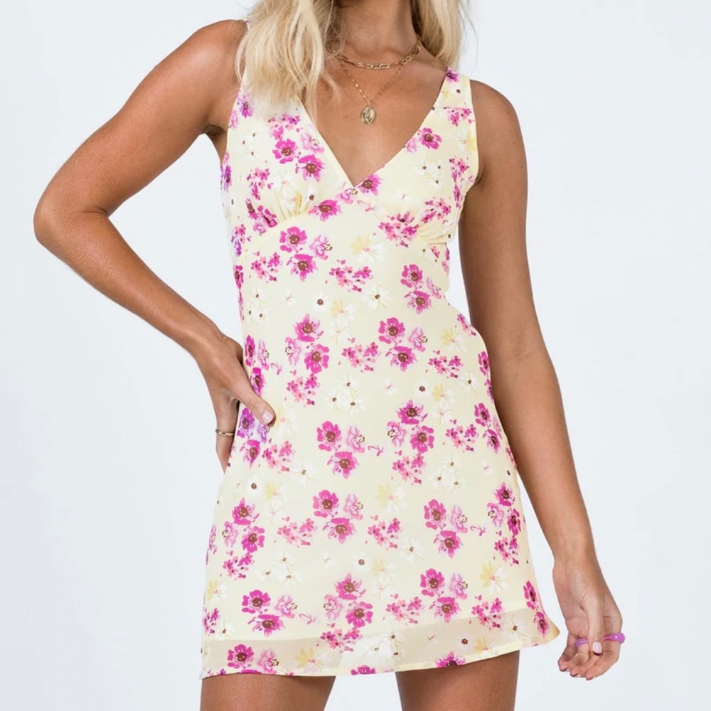 Princess Polly NELLIE MINI DRESS MULTI FLORAL yellow purple pink/ 2